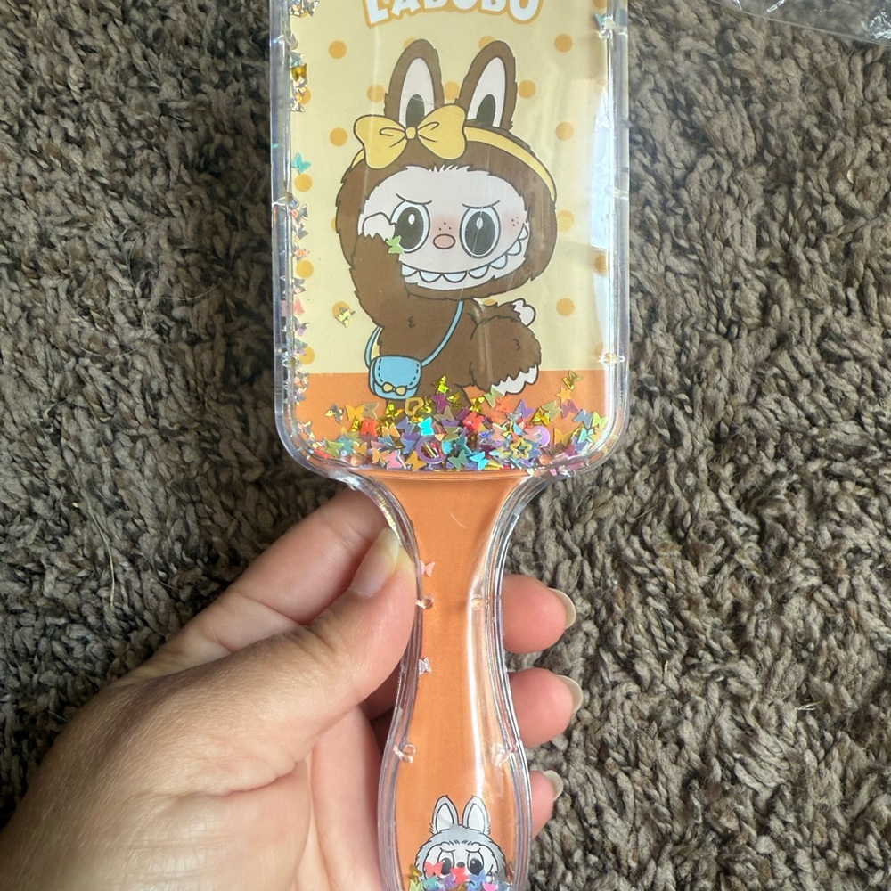 Cute Orange Hair Brush with Labubu Design